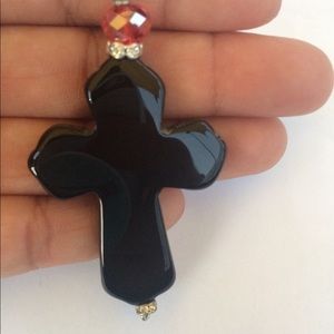 Onyx cross necklace